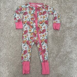 Floral Infant Convertible Pajamas with Pink Accents
